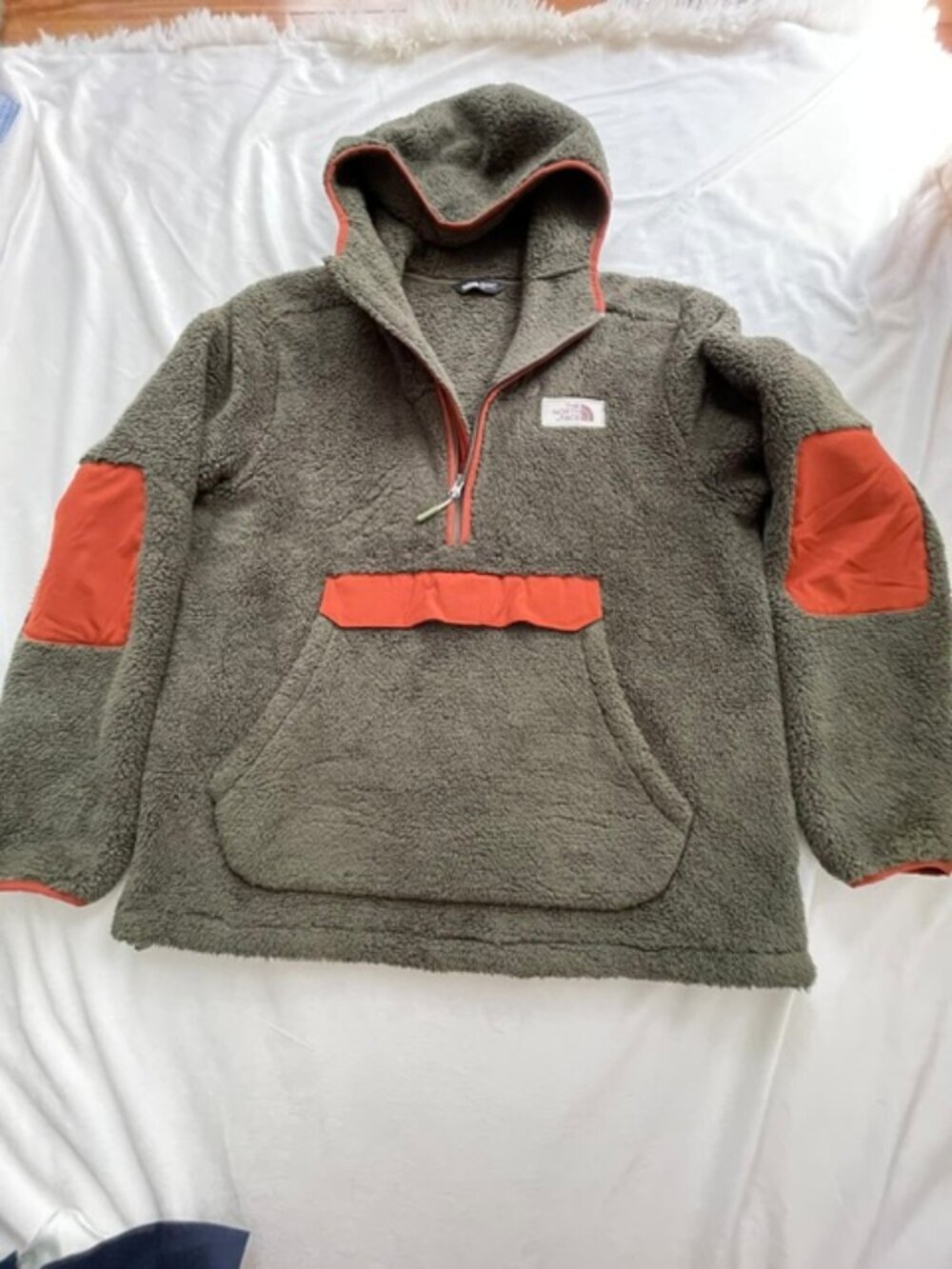 The North Face Men’s Campshire Sherpa Fleece Anorak, Olive Green, Size L